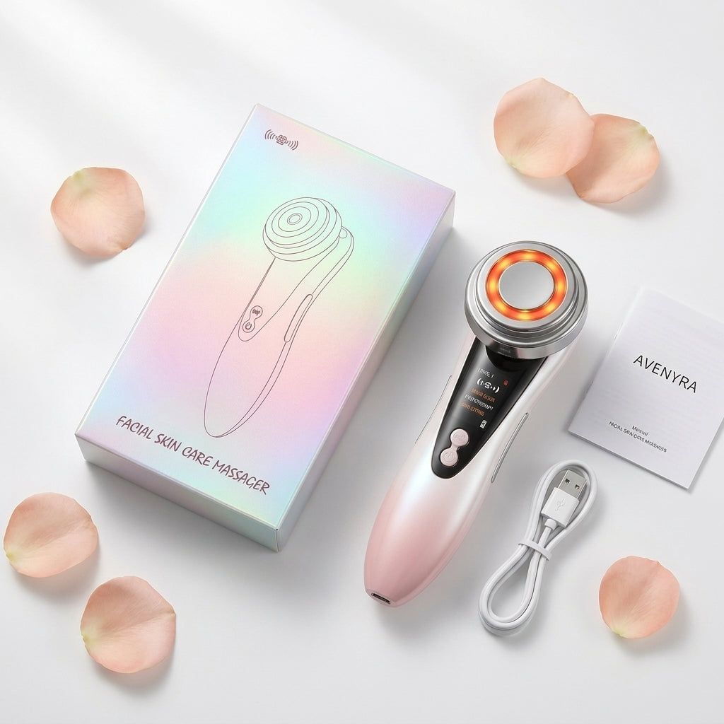AVENYRA masajeador facial - caja y contenido completo